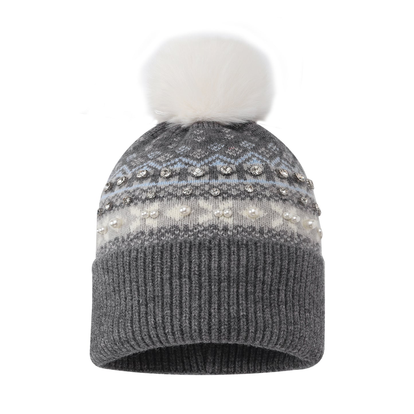 Nordic Fair Isle Pom Long Beanie