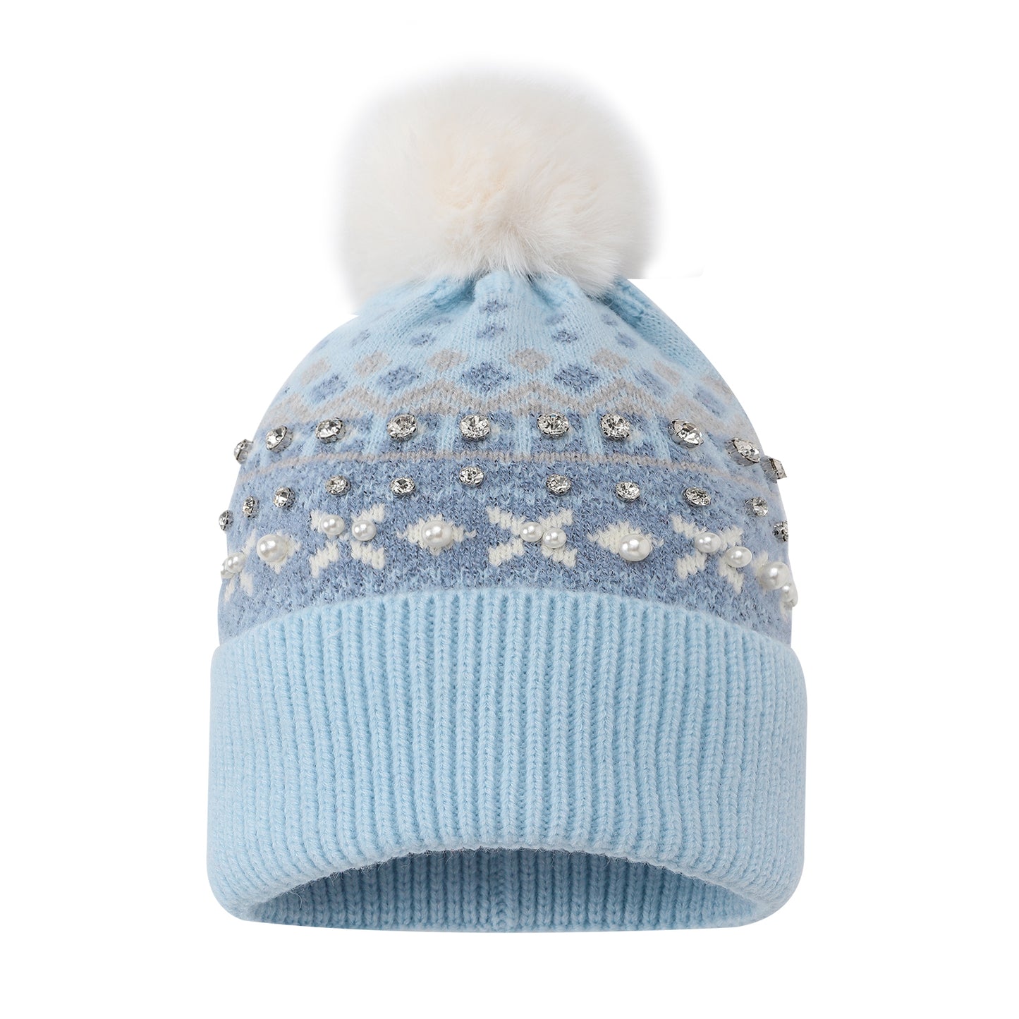 Nordic Fair Isle Pom Long Beanie