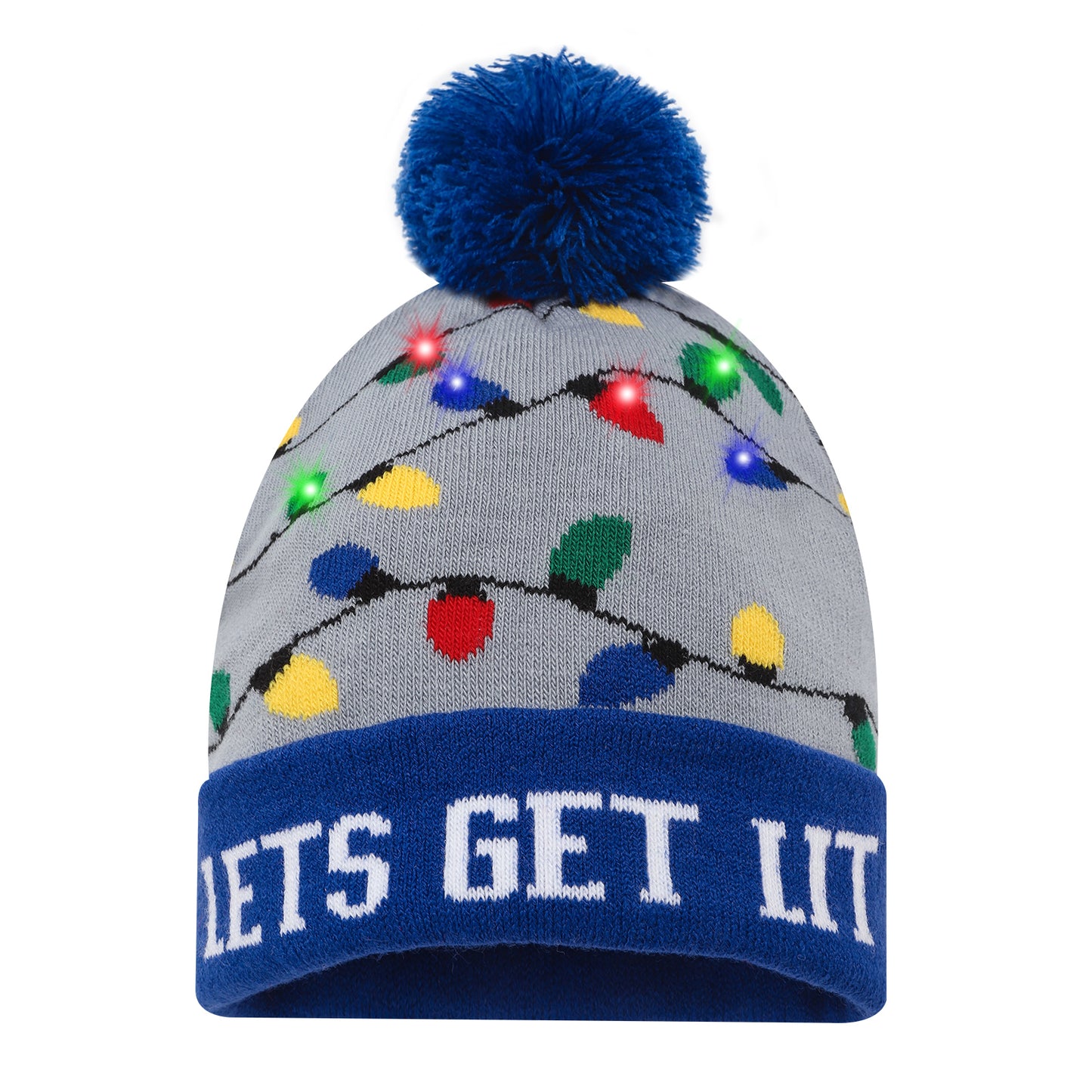 LED Patterned Pom Long Beanie