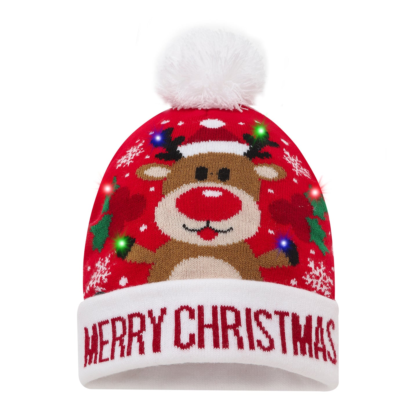 LED Patterned Pom Long Beanie