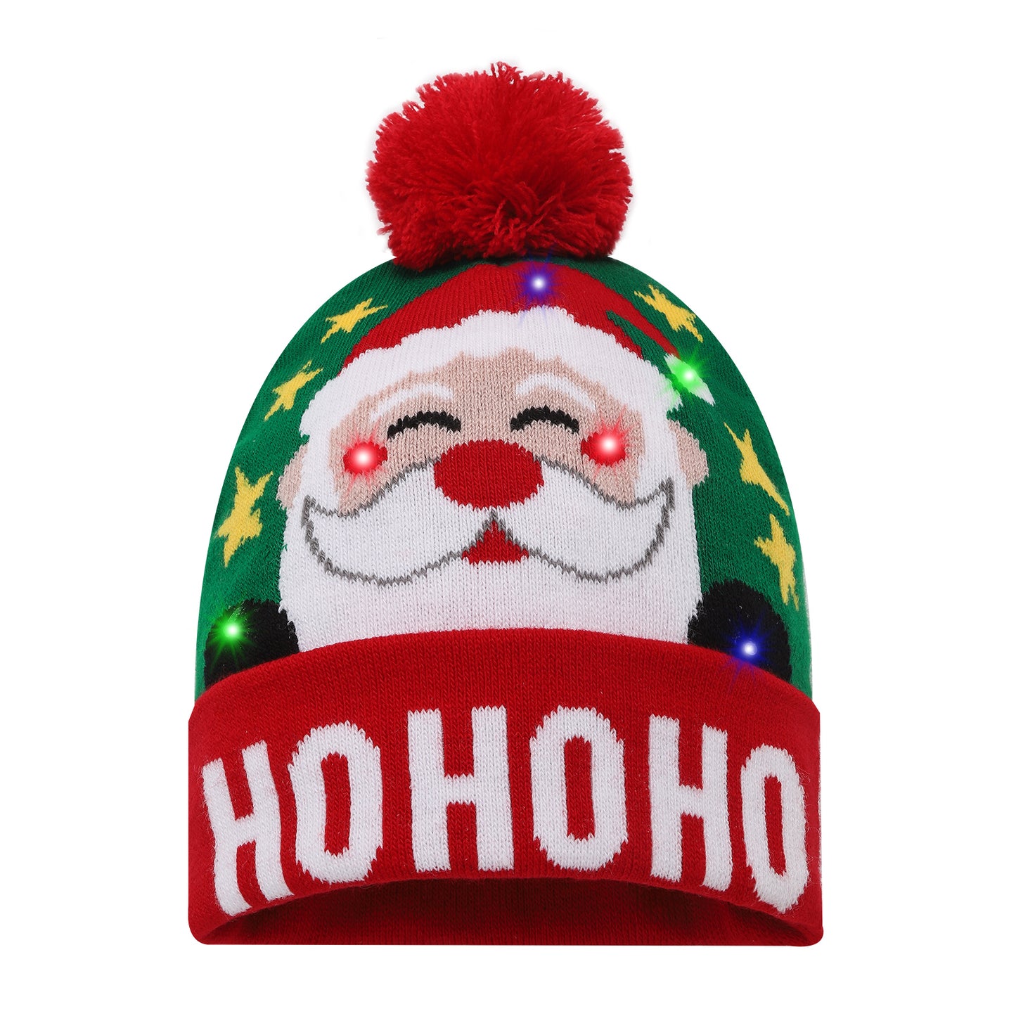 LED Patterned Pom Long Beanie