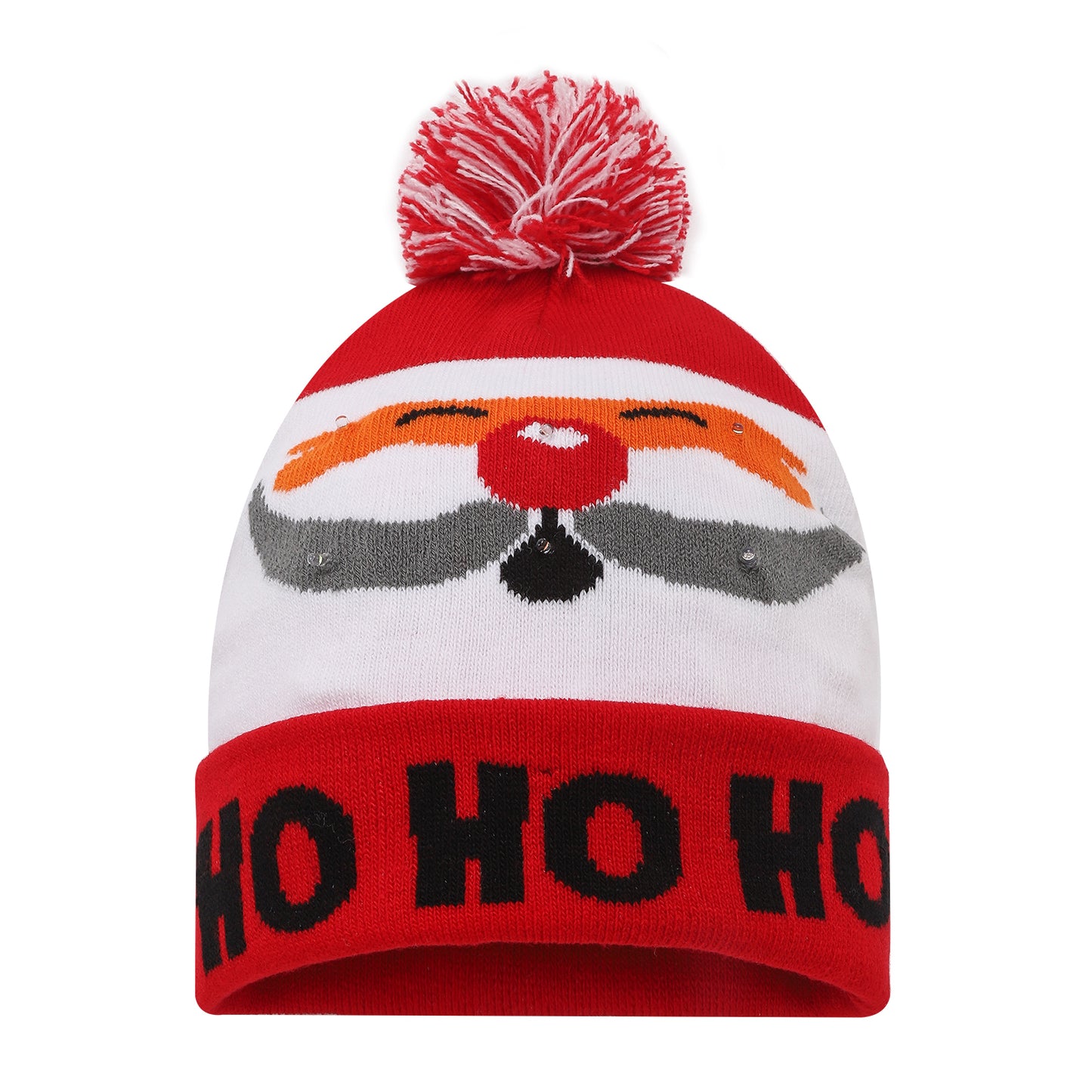 LED Patterned Pom Long Beanie