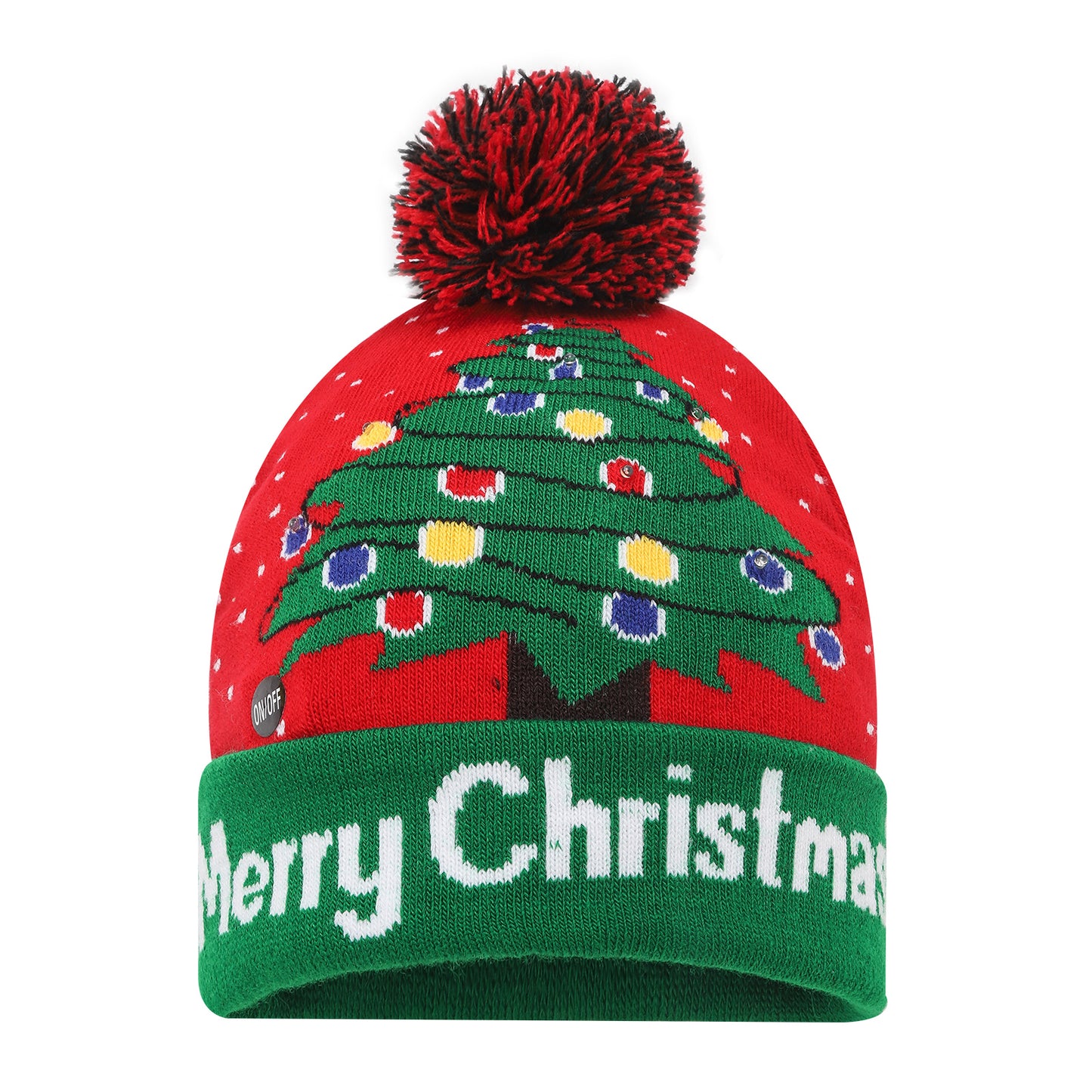 LED Patterned Pom Long Beanie