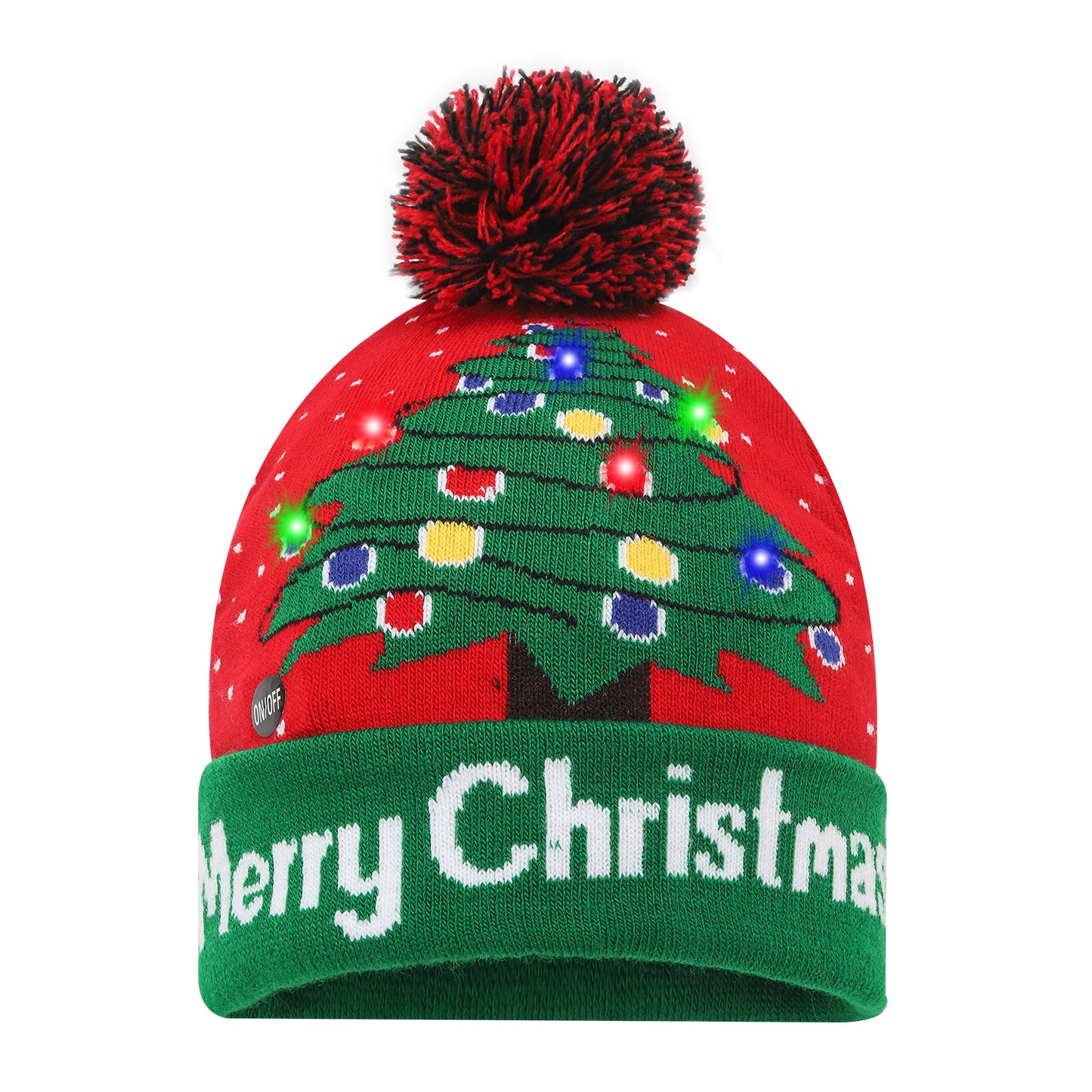 LED Patterned Pom Long Beanie