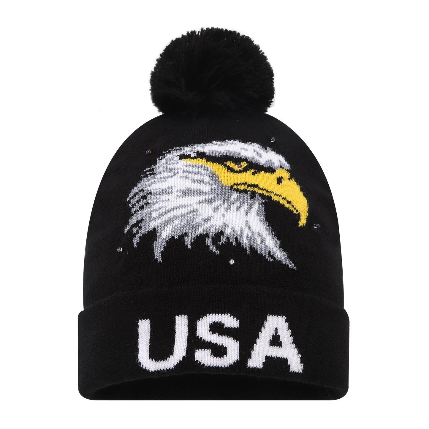 LED Patterned Pom Long Beanie
