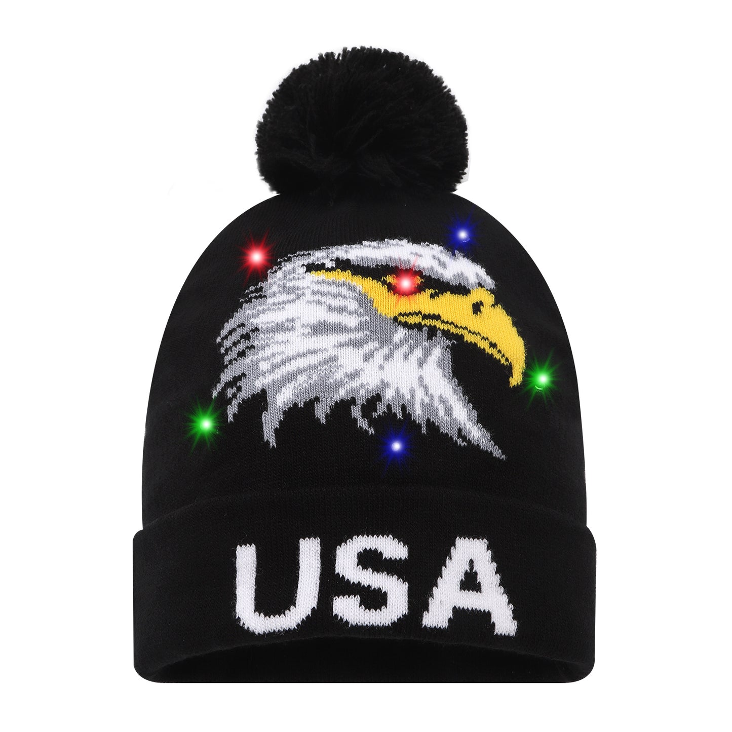LED Patterned Pom Long Beanie
