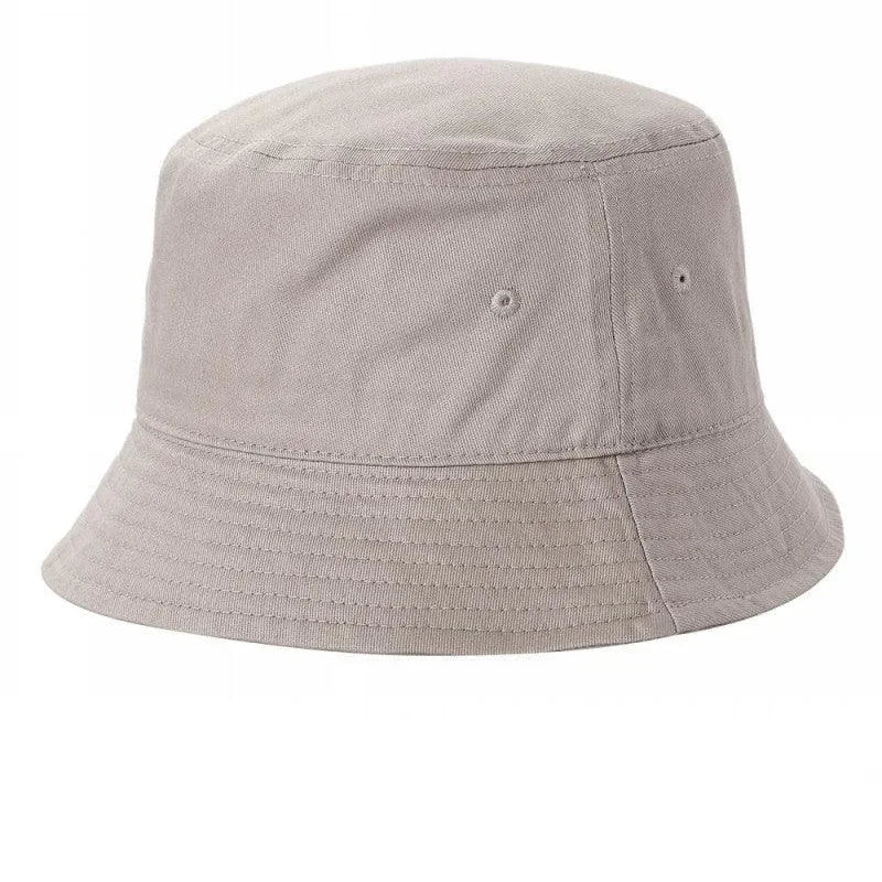Solid light gray bucket hat with stitched brim, wholesale unisex casual cap