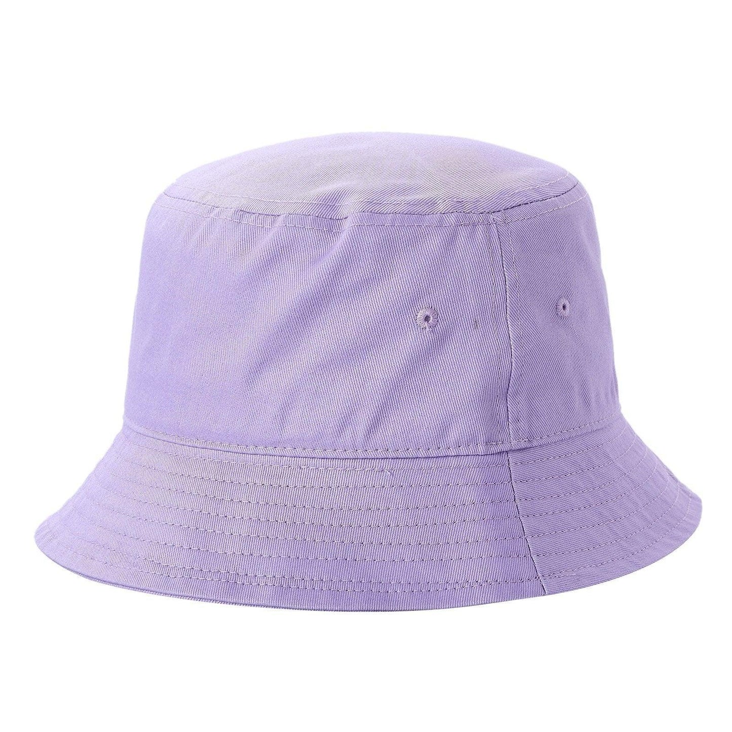 Solid light purple bucket hat with stitched brim, wholesale unisex summer cap
