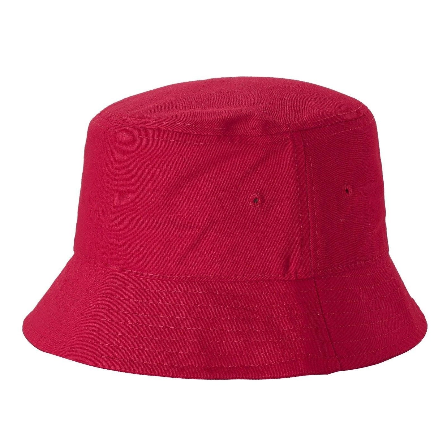 Solid red cotton bucket hat with stitched brim, wholesale summer headwear