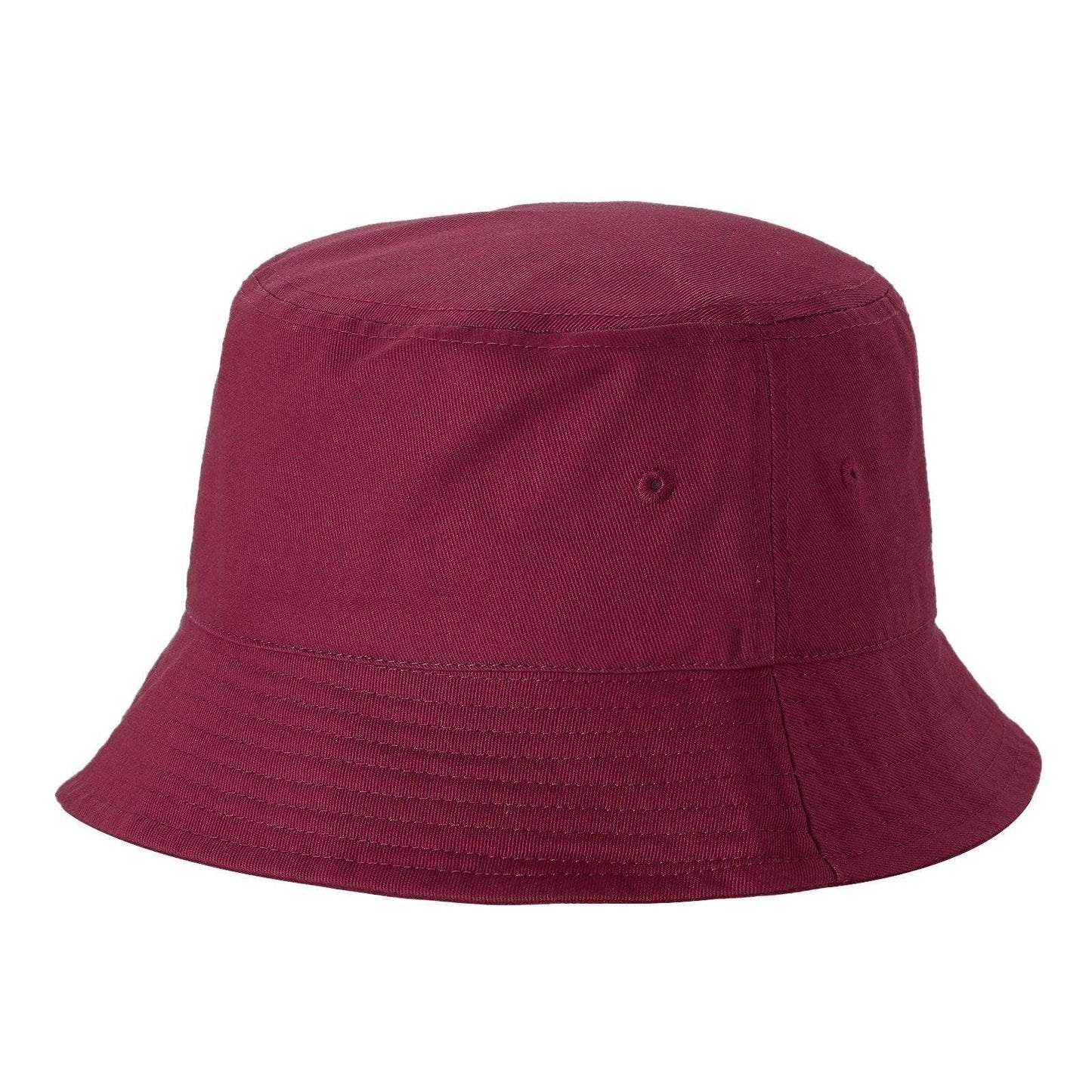 Solid maroon bucket hat with stitched brim, wholesale unisex fashion headwear