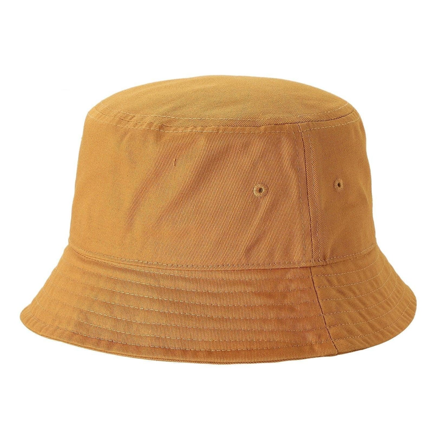 Solid brown bucket hat with ventilation eyelets shown on a white background.