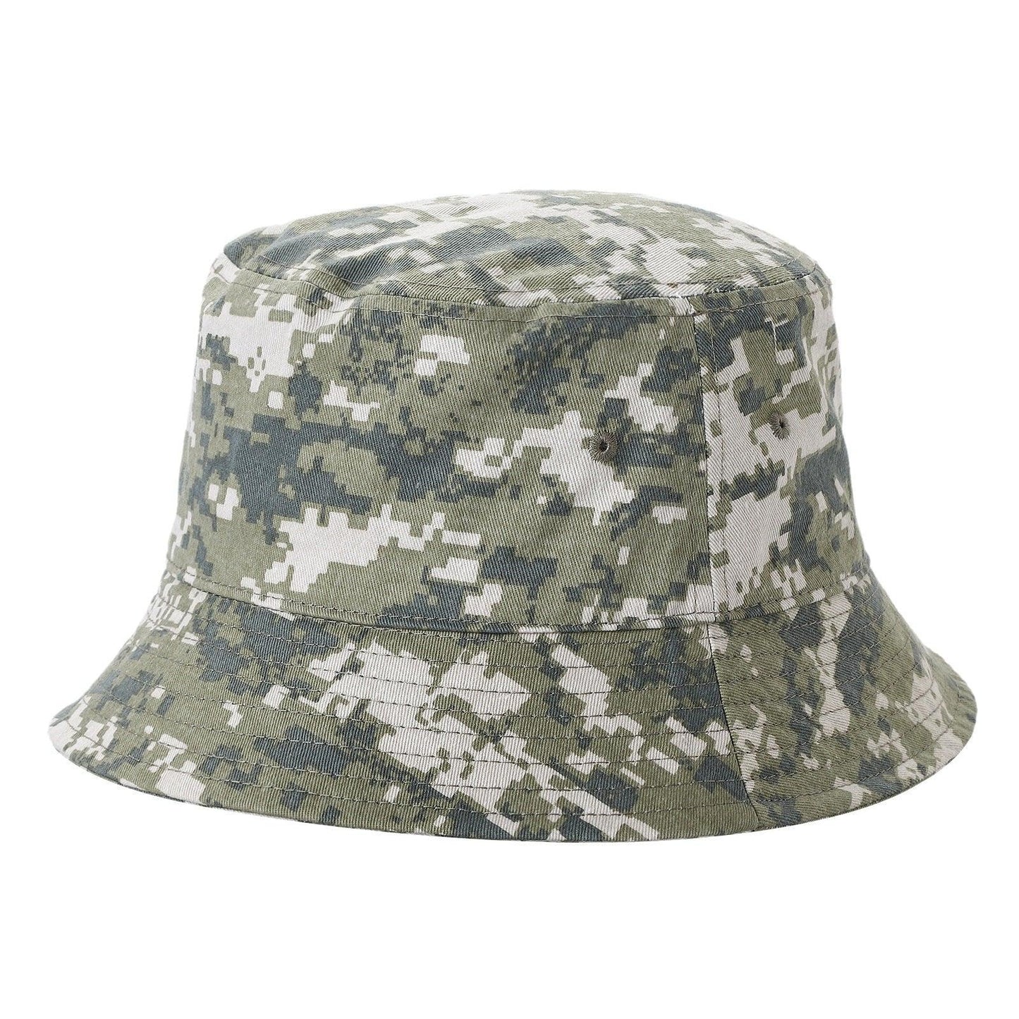 Digital camo print bucket hat, wholesale bulk headwear, army green and grey pattern