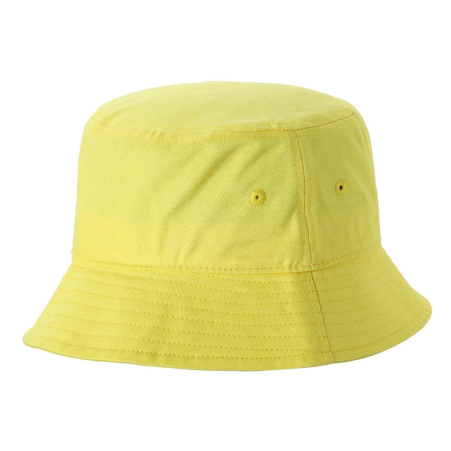 Solid yellow cotton bucket hat with wide brim, ideal for sun protection and casual wear