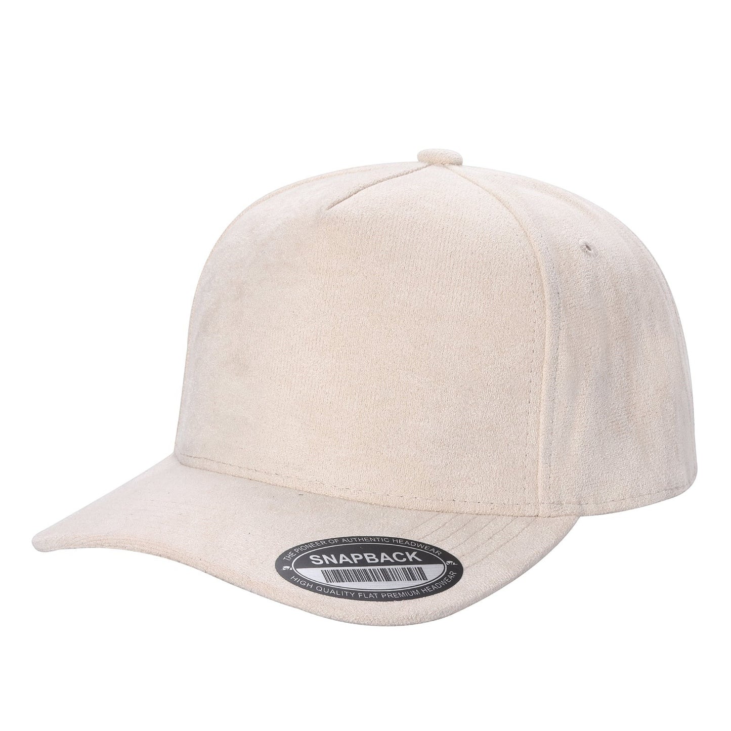 Waycap 5SUEDE beige suede snapback hat with flat brim and adjustable strap. Classic baseball cap style.