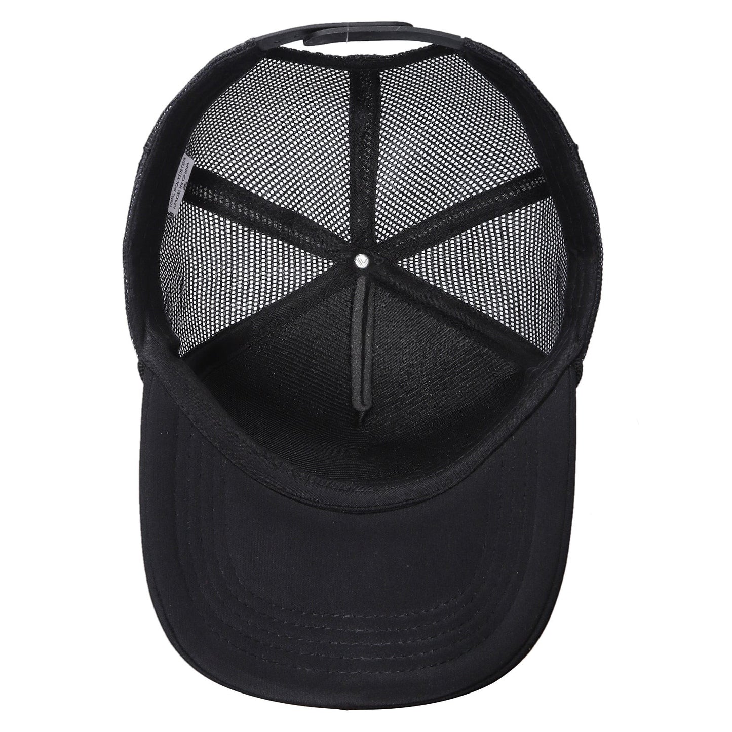 Waycap Sponge trucker hat with black mesh back and foam front panel. Adjustable snapback closure for a custom fit.