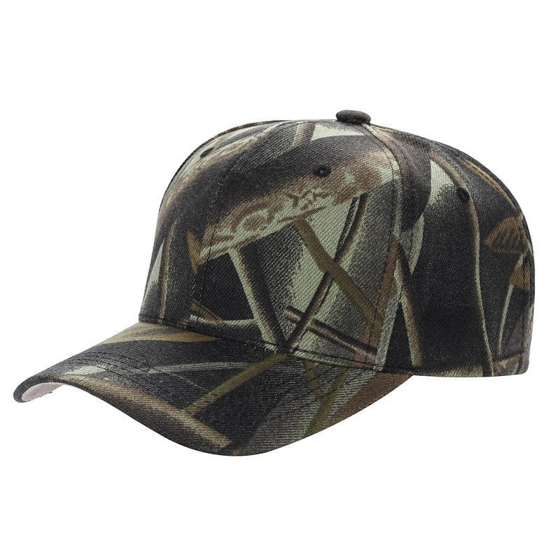 Waycap V1 camouflage polyester baseball cap with adjustable Velcro closure and curved brim for sun protection.