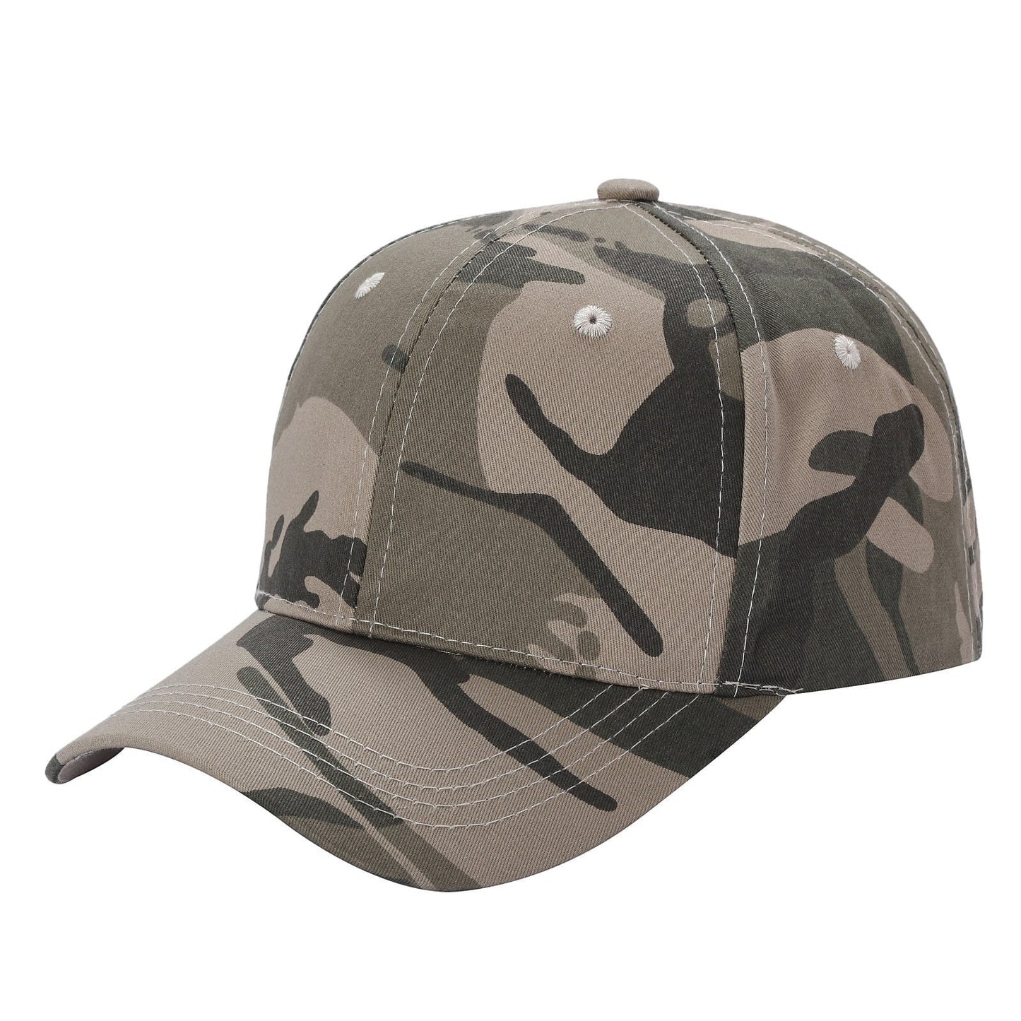 Waycap V1 camouflage baseball cap made of 100% polyester with adjustable Velcro closure and curved brim.