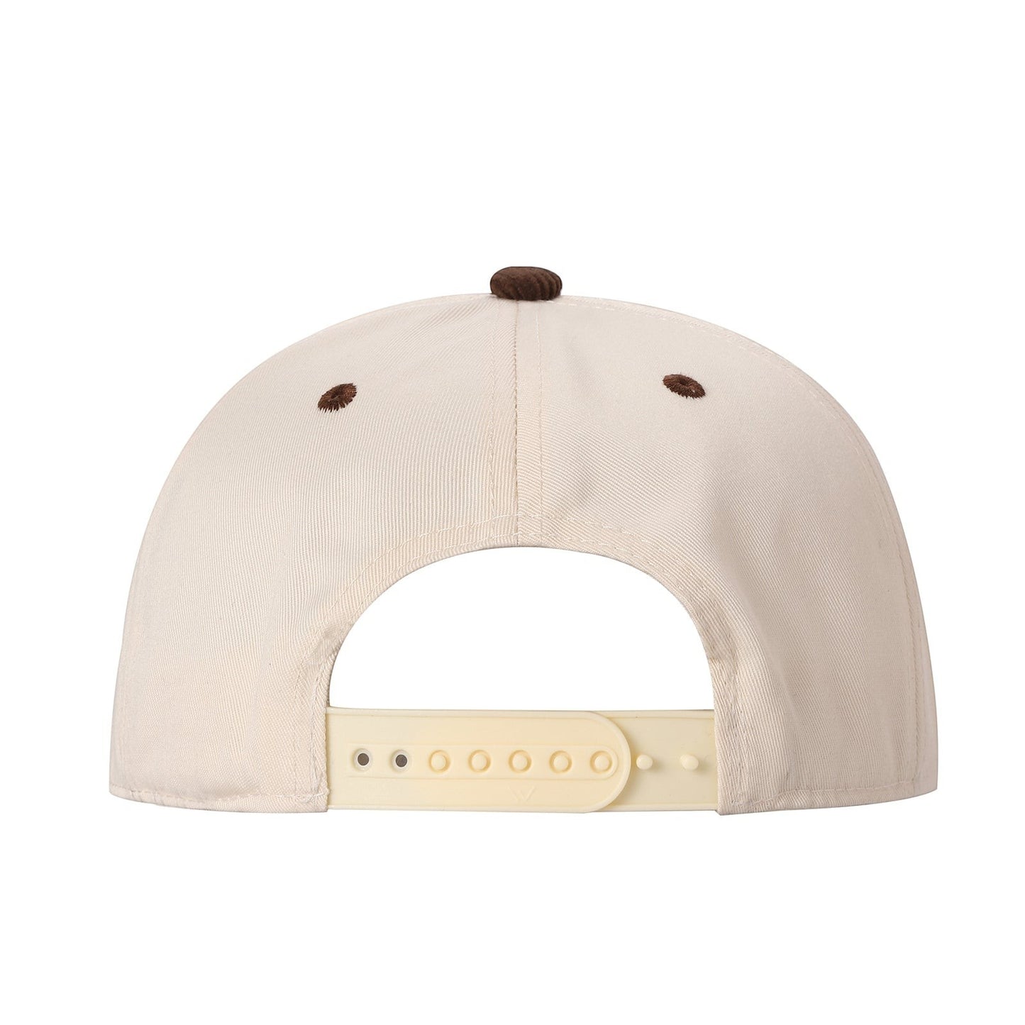 Waycap TCFC Corduroy Bill cap in cream with brown accents and adjustable snapback closure.