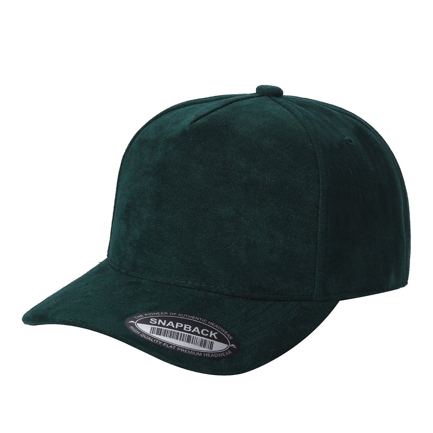 Waycap 5SUEDE dark green suede snapback hat with flat brim and adjustable strap.