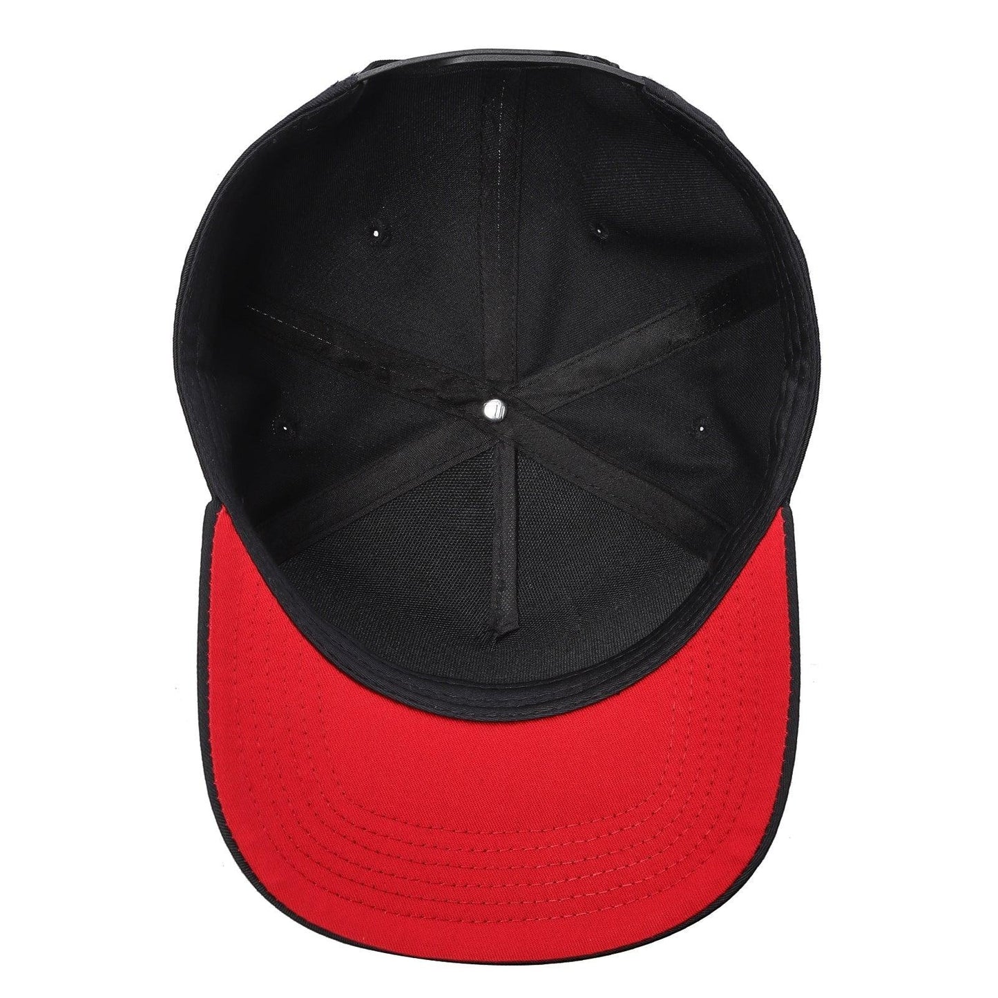 Waycap INC black 5-panel Tencel snapback cap with a red brim and adjustable snap closure.