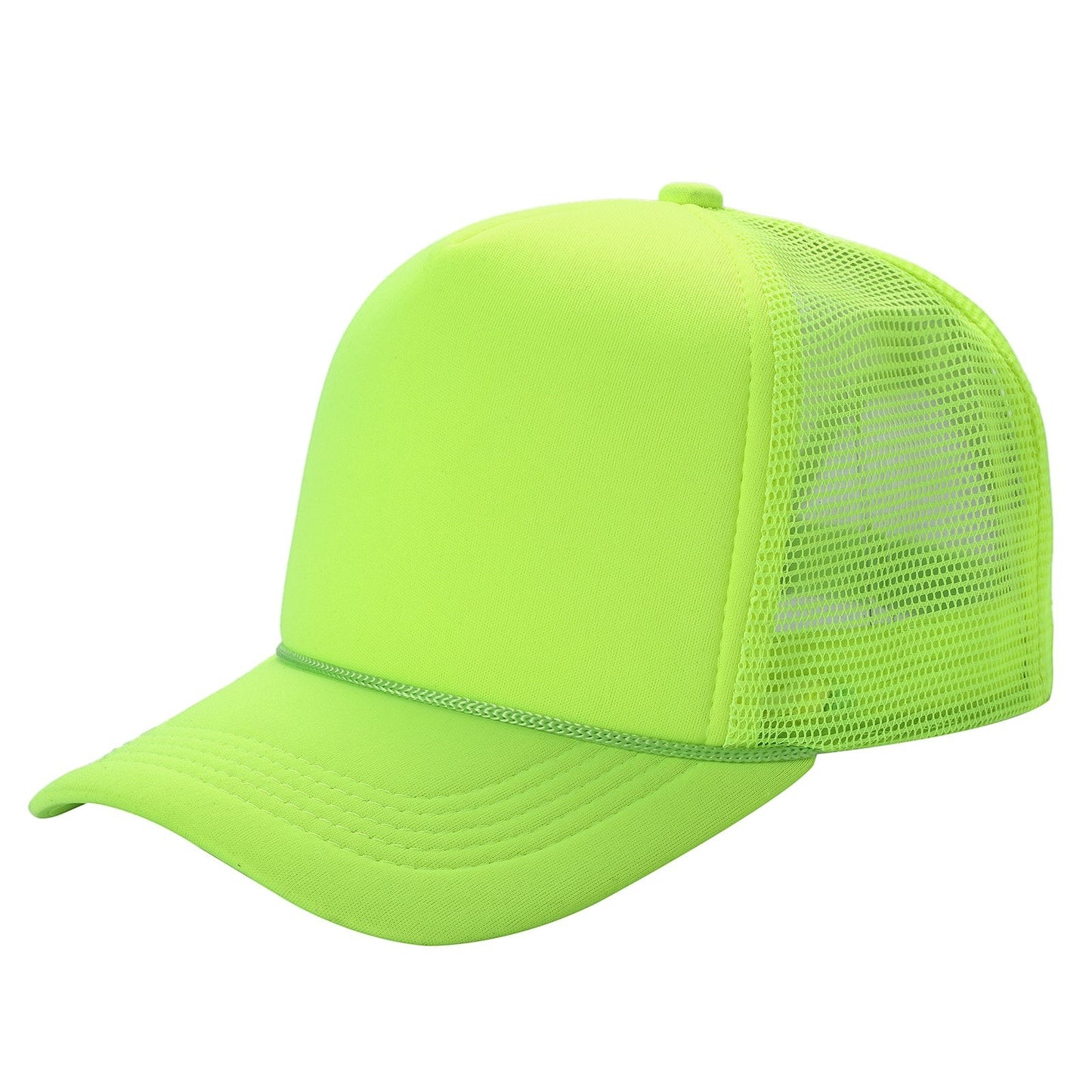 Waycap Sponge trucker hat in neon yellow, featuring a foam front panel and breathable mesh back with adjustable snapback closure.