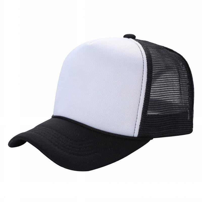 Waycap SPONGE trucker hat with white foam front panel and black mesh back. Adjustable snapback closure.